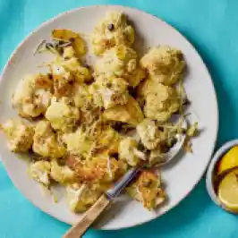 Roasted Lemon-Parmesan Cauliflower with Capers