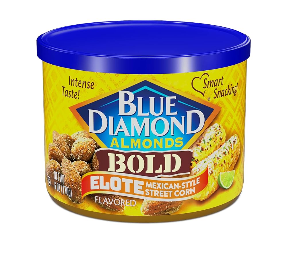 Blue Diamond Almonds, BOLD Elote Flavored Snack Nuts Impressed by Mexican Avenue Corn, 6 Ounce Can