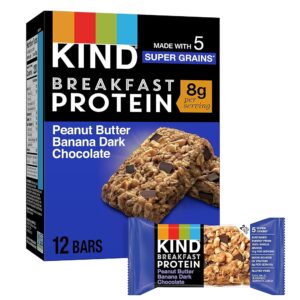 KIND Wholesome Snack Bars – Peanut Butter Banana Darkish Chocolate, Gluten-Free Breakfast Bars with 8g Protein, 1.76 oz Packs (6 Rely)