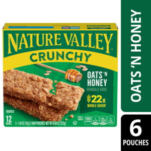 Nature Valley Oats ‘n Honey Crunchy Granola Bars, 12 Bars, 8.94 oz (6 Pouches)