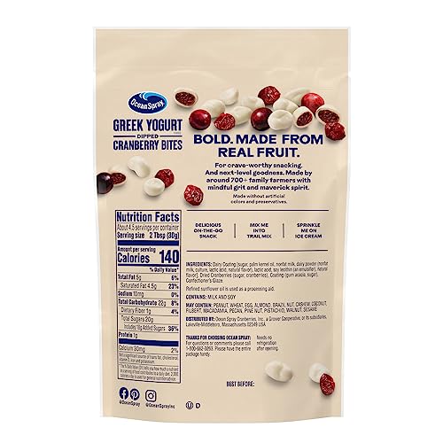 Ocean Spray® Greek Yogurt-Coated Craisins®, Flavored Dried Cranberries, 5 Oz Pouch (Pack of two)