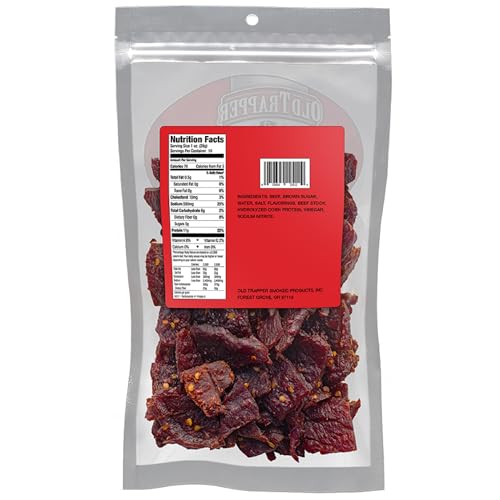 Outdated Trapper Scorching & Spicy Beef Jerky, 10-Ounce Single Pack – Tender, Flavorful Meat Snack for Lunches or Snacking, 11 Grams of Protein and 70 Energy per Ounce (Single Pack)