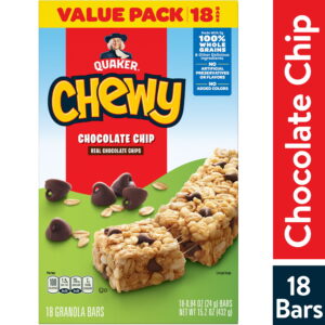 Quaker Chewy Chocolate Chip Granola Bars – Pack of 18, Every 0.84 oz