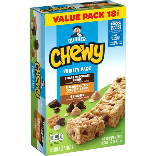 Quaker Chewy Granola Bars Selection Pack, 18 Depend, 15.2 oz