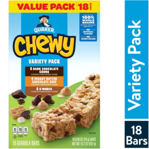 Quaker Chewy Granola Bars Selection Pack, 18 Depend, 15.2 oz