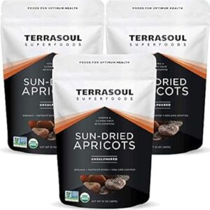 Terrasoul Superfoods Natural Solar-Dried Apricots – 6lb Set (Three 2lb Resealable Baggage)