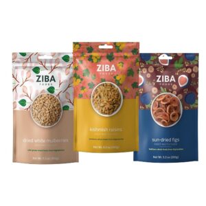 Ziba’s Assorted Dried Fruit Assortment | Solar-Dried Figs, Dried White Mulberries, Kishmish Raisins | Unsweetened, Non-GMO, Vegan | Fiber-Wealthy Superfoods Full of Iron and…